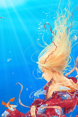 Undersea Geisha iPhone Wallpaper
