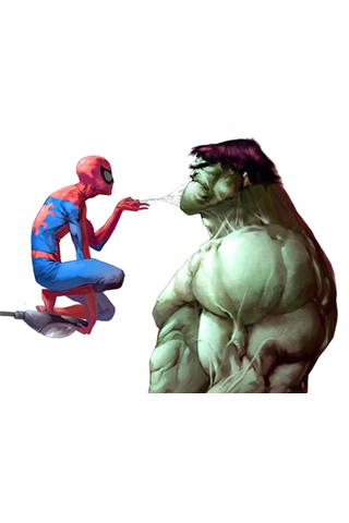 Spider Man v Hulk iPhone Wallpaper